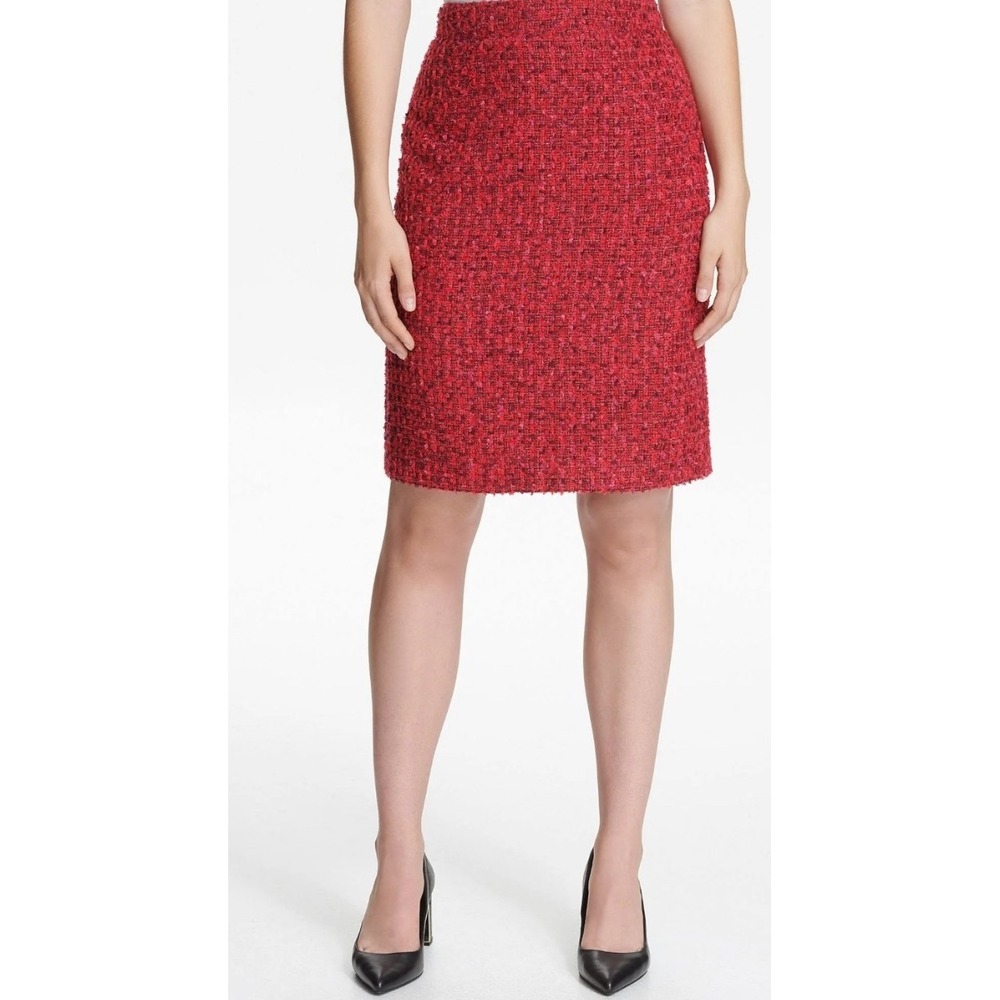 Donna Karan New York Bare necessities Skirt Womens Size 6 Red & Black Tweed New